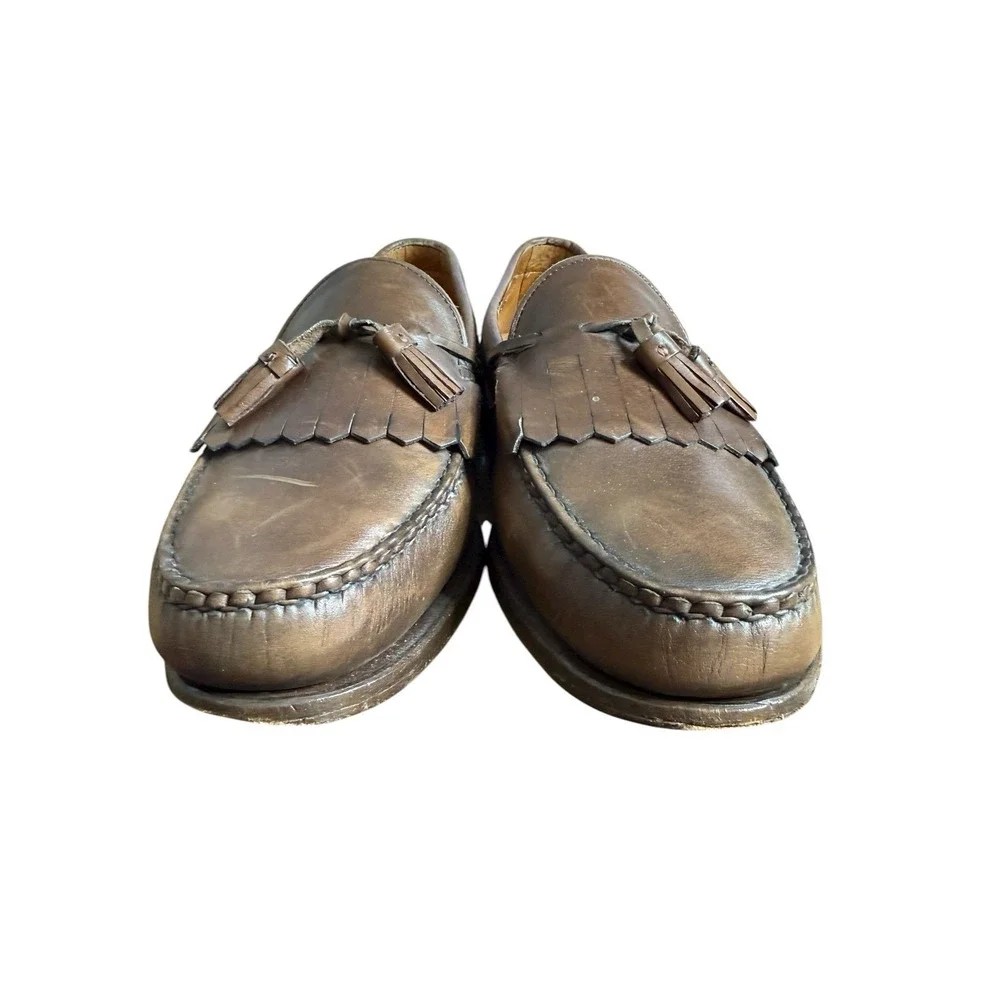 Allen Edmonds Lowry Hill Tan Brown Leather‎ Kiltie Tassel Loafer Men's Size 11 D